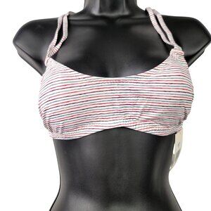 Eberjey Connor Multi-Color Striped Bikini Top Crisscross Back Small